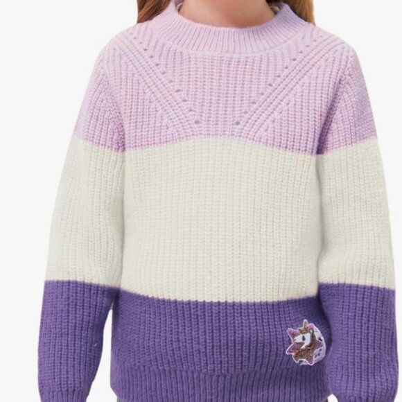 TRENDSTITCH Other - Girls' Color Block Sweaters Knit Long Sleeve Pullover Kids Crewneck Fall Winter